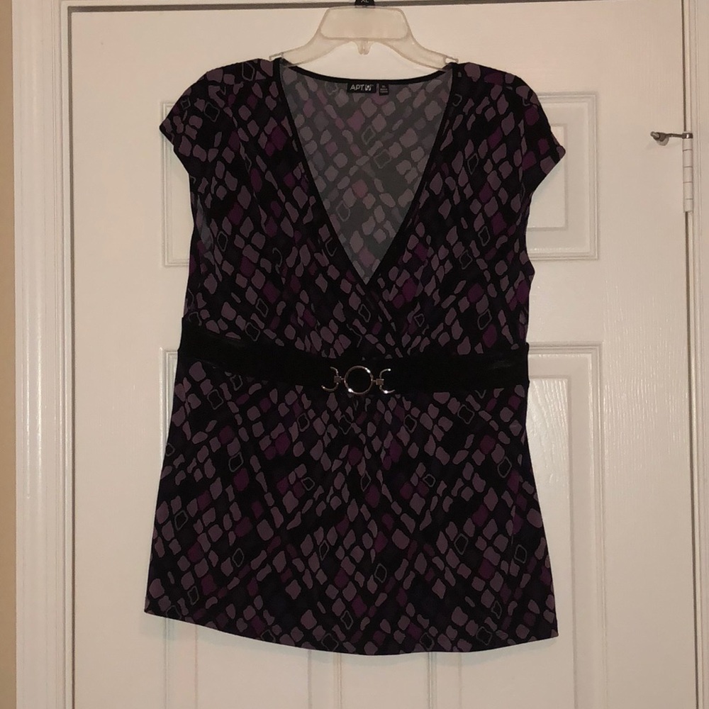 Purple and black geometric design top